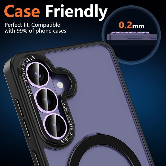 for Samsung Galaxy S26 Camera Lens Protector, Individual Metal Ring Tempered Glass Lens Cover, [Strong Adsorption] Scratch Resistant Ultra-Thin HD Clear Lens Cover, 1 Set-Purple Ring - Image 6