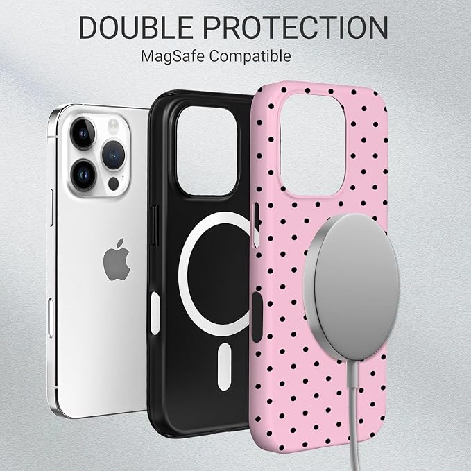 TPU Phone Case for iPhone 16 Pro Max, MagSafe Wireless Charging Compatible, Shockproof Slim Fit Protective Cover with Anti-Yellowing & Raised Camera Protection (Polka dot 4, iPhone 16 Pro Max) - Image 6
