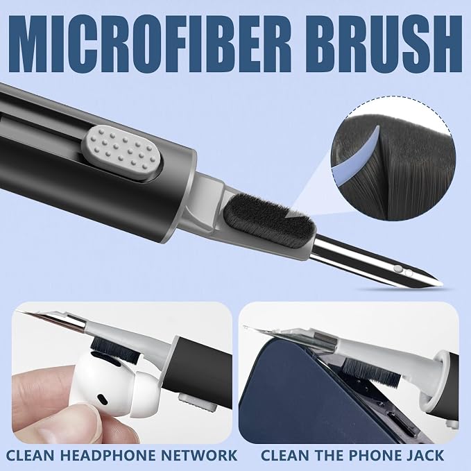 Inesore for AirPod Cleaning Kit, for Phone Earbuds Electronics(White+Black) | Metal Tip, High-Density Soft Brush, Flocked Sponge Tip, 3 in 1 Design, Compact & Lightweight, Easy Operation, Easy to Carry - Image 5