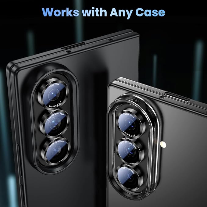 Uyiton for Samsung Galaxy Z Fold 8 Ultra/Z Fold 7 Camera Lens Protector | Military-Grade Sapphire Glass Rear Camera Screen Cover - [Strong Adsorption] Ultra HD Clear Lens Protector, Black (8 inch) - Image 5