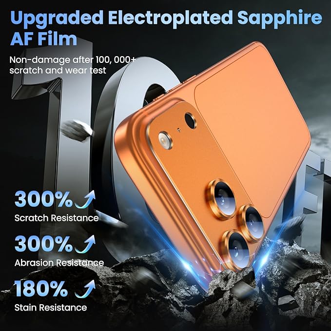 Uyiton for iPhone 17 Pro Max Camera Lens Protector, Metal Frame Glass Cover | Not Easy to Break, Strong Adsorption, Case-Friendly, Metal 9H Sapphire Glass Rear Camera Screen Cover, Cosmic Orange, 2 Packs - Image 7