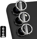 for Samsung Galaxy S24 Plus Camera Lens Protector, Individual Metal Ring Tempered Glass Lens Cover, [Strong Adsorption] Scratch Resistant Ultra-Thin HD Clear Lens Cover, 1 Set-Black Diamond by Btscase
