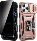 VEGO for iPhone 17 Pro Max Case with Slide Camera Cover and Kickstand | Privacy Screen Protector & Ring Kickstand Military Grade Protection Cover for iPhone 17 ProMax - Rose Gold by VEGO