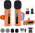 USB C Lavalier Microphone Wireless Mini Mic for Type-C Android Phone/Tablet/PC Video Recording Clip-on Mics with Rotatable Clip&Denoise Recording, Ideal for Vlog Youtube Content Creator, Orange by GoorDik