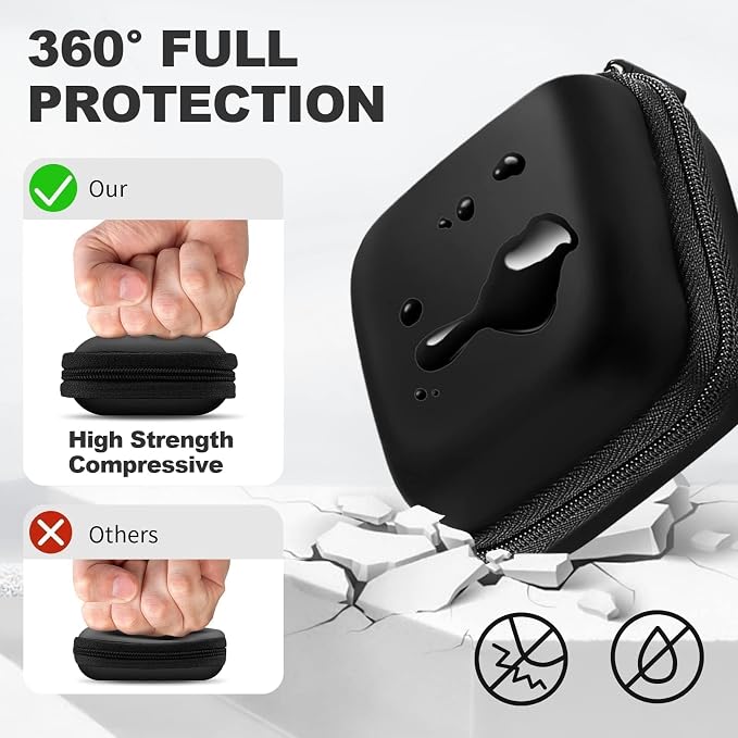 Square + Round Earbud Case Portable EVA Carrying Case Storage Bag Cell Phone Accessories Organizer with Carabiner for Earphone, Earbud, Earpieces, SD Memory Card, Camera Chips,Black - Image 2