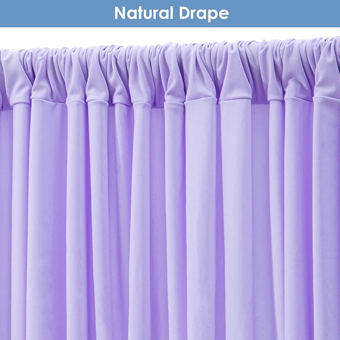 20x10ft Wrinkle Free Lavender Backdrop Curtain for Parties Soft Fabric Drapes Wedding Curtain Backdrop for Birthday Party Decorations Background for Photography 5x10ft,4 Panels - Image 7