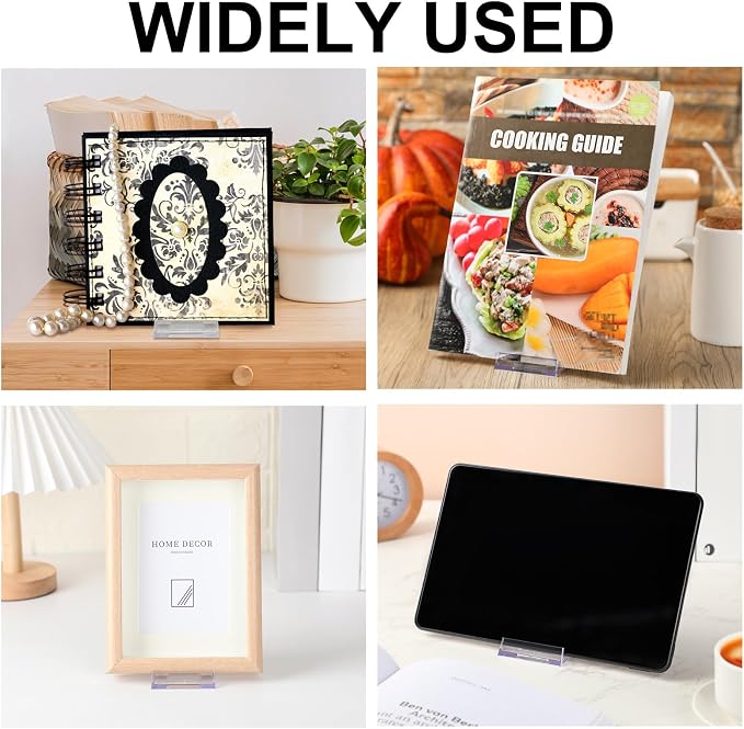 24 Pack Acrylic Book Stand for Display Adjustable, 4.2in H | Clear Display Holder Easel Collector Stand for Home Office, Back to School Comic Album CD Magazine Postcard Artworks - Image 7