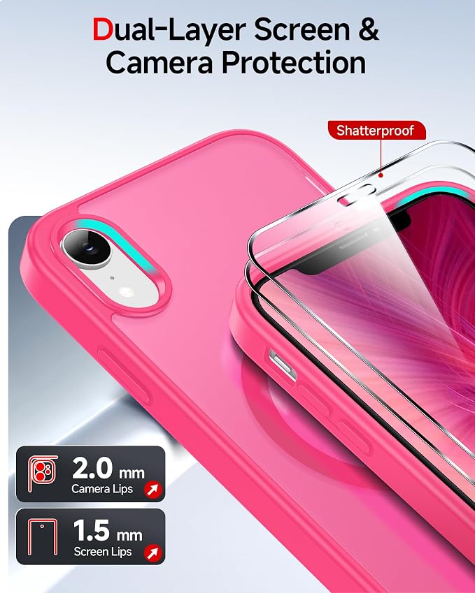LeYi for iPhone-XR Cases Pink with Screen Protector X2 + Camera Cover X2:[ MagSafe Compatible] Magnetic Slim Cases for i Phone 10 iphoneXR Military Grade Protective Girls Funda para 10XR, Hot Pink - Image 2