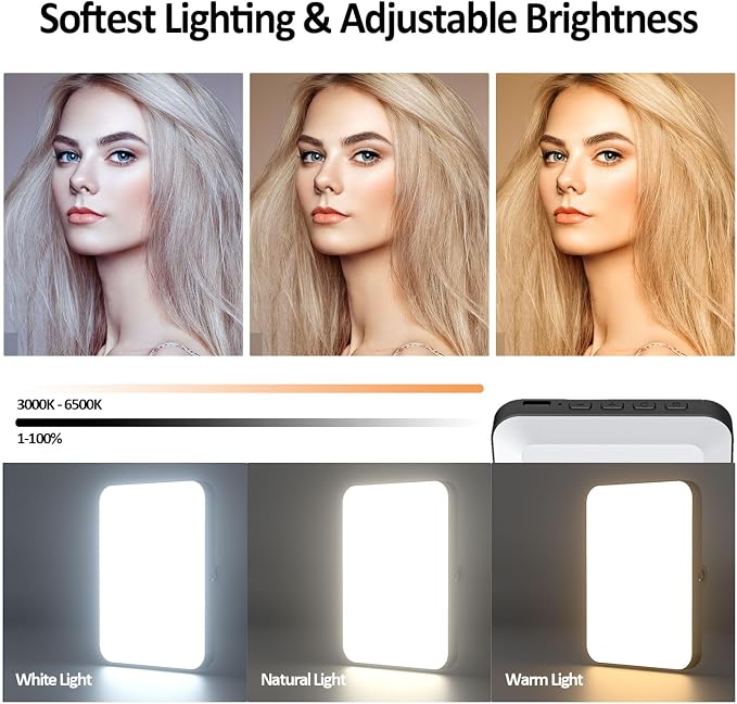 XINBAOHONG Rechargeable Selfie Light, Clip Fill Light for Phone Laptop Tablet Portable Light for Video Conference Live Streaming Zoom Call Makeup Picture (Black) - Image 2