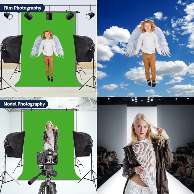 Green Screen Backdrop for Photoshoot Solid Color Background 8x10 ft | Photography Studio Photo Booth Curtain for Headshot, Homestudio, Portrait, Video, Meeting, Easy to Install, Washable Fabric - Image 3