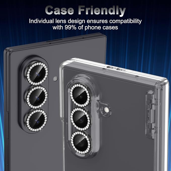 Meshine for Samsung Galaxy Z Fold 7 Camera Lens Protector,Scratch Proof,Strong Adsorption,9H Hardness with Metal Ring Camera Cover,Ultra Thin Case Friendly, Accessories Lens Protector,Shiny Black - Image 6