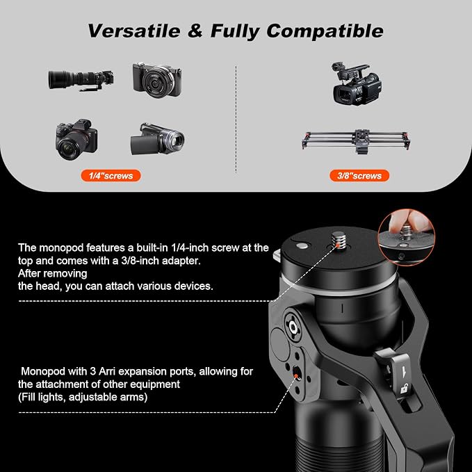 M1mini Carbon Fiber Monopod for Camera, 4-Section One-Button Quick Release, Portable Camera Monopod with V1 Fluid Head for DSLR Mirrorless Cameras, Max Load 5kg, (M1mini-V1) - Image 5