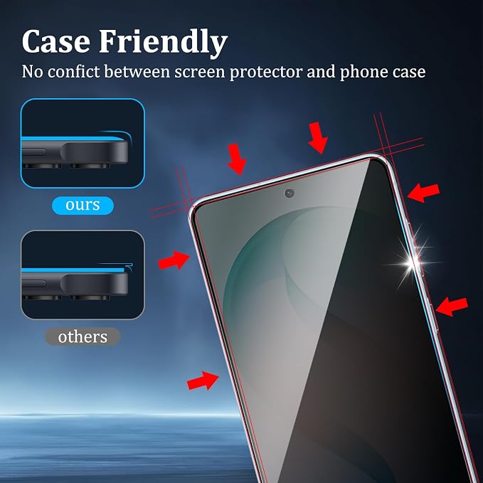 2 Pack Privacy Screen Protector for Samsung Galaxy S26 Plus | Tempered Glass Film, 9H Hardness, Anti-Spy, Anti-Scratch, Case Friendly, Easy Installation - Image 3
