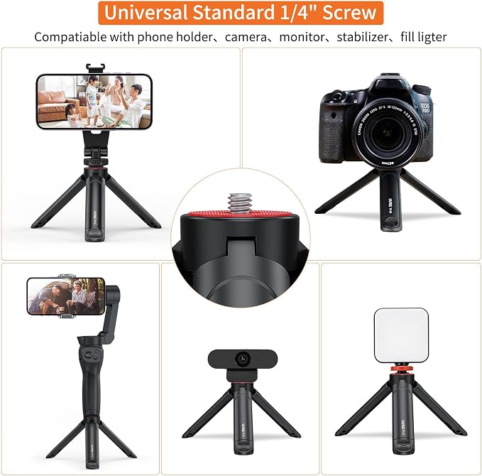 UURIG TP05 Extendable Mini Camera Tripod, Portable Selfie Stick Handle Grip Desktop Webcam Tripod with 1/4" Screw for DSLR Camera Webcam Phone Holder Selfie Stick Vlog Tripod - Image 3