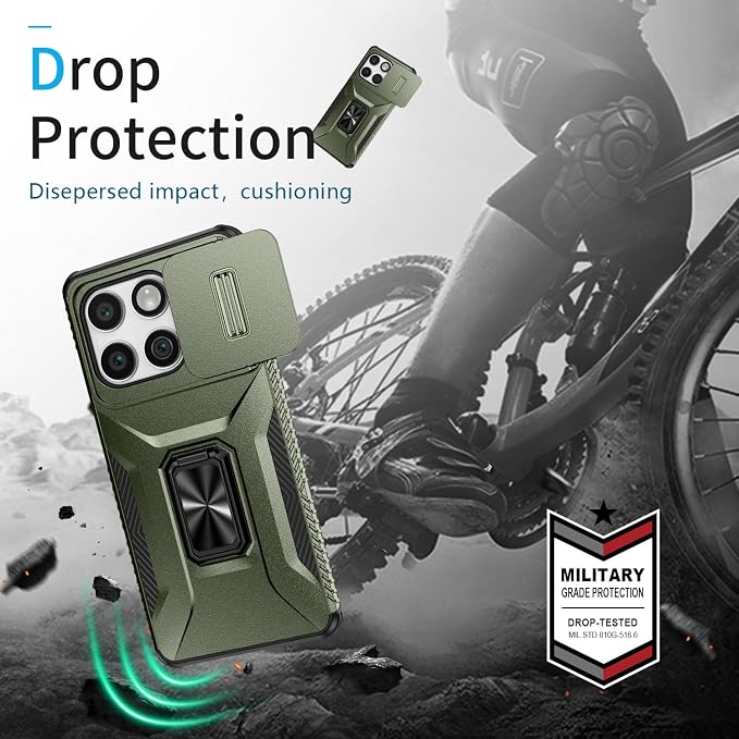 for Moto Edge 2025 Case,with Sliding Camera Lens Cover,HD Screen Protector,360° Rotating Kickstand,AYMECL Military-Grade Shockproof Protective Cover for Motorola Moto Edge 2025,Army Green - Image 7