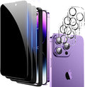 Fotbor Privacy Screen Protector for iPhone 14 Pro with Camera Lens Protector [3+3 Pack], with Easy Installation Kit, Anti Spy Private Full Coverage Tempered Glass Film 6.1 Inch, Bubble Free by Fotbor