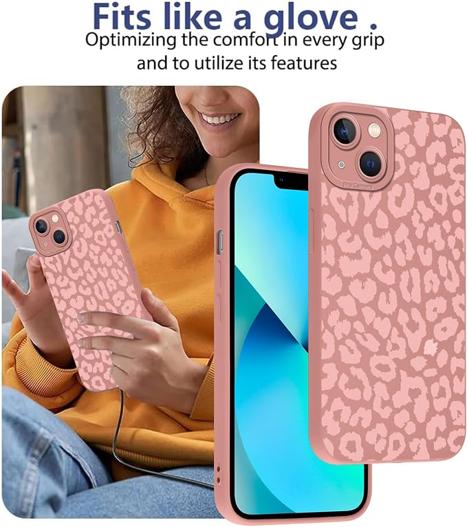 Cute Pink Cheetah Print Phone Case for iPhone 13 Mini 5.4" | Aesthetic Leopard Pattern Design Cover Full Camera Lens Protective Shockproof Soft Slim TPU Funda for Women Girls - Image 7