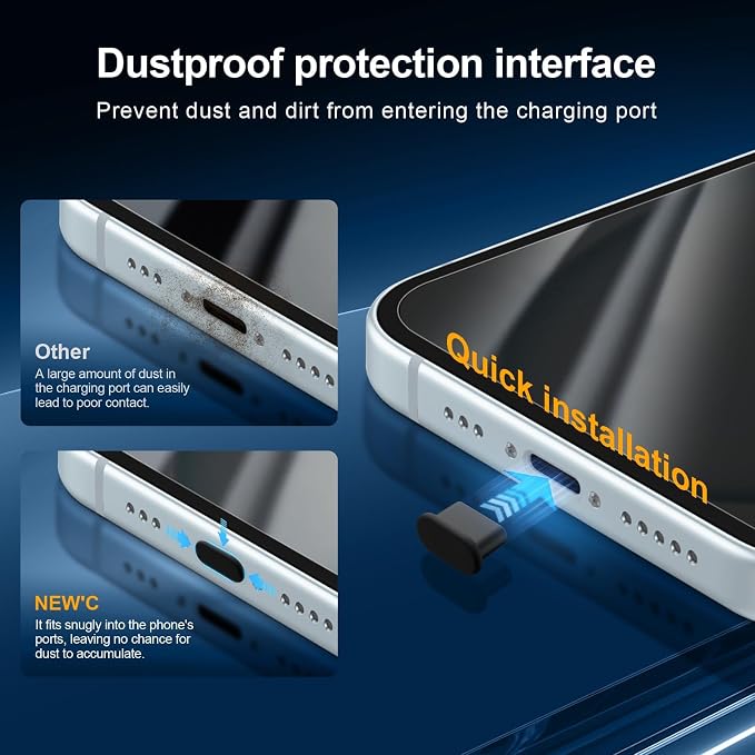 NEW'C 3x Privacy for iPhone 15 Screen Protector (6.1 inches)+ 3x Camera Lens Protector, Sensor Protection, Case Friendly Tempered Glass Film + Dust Plug - Easy installation tool included | Sensor Protection - Image 5