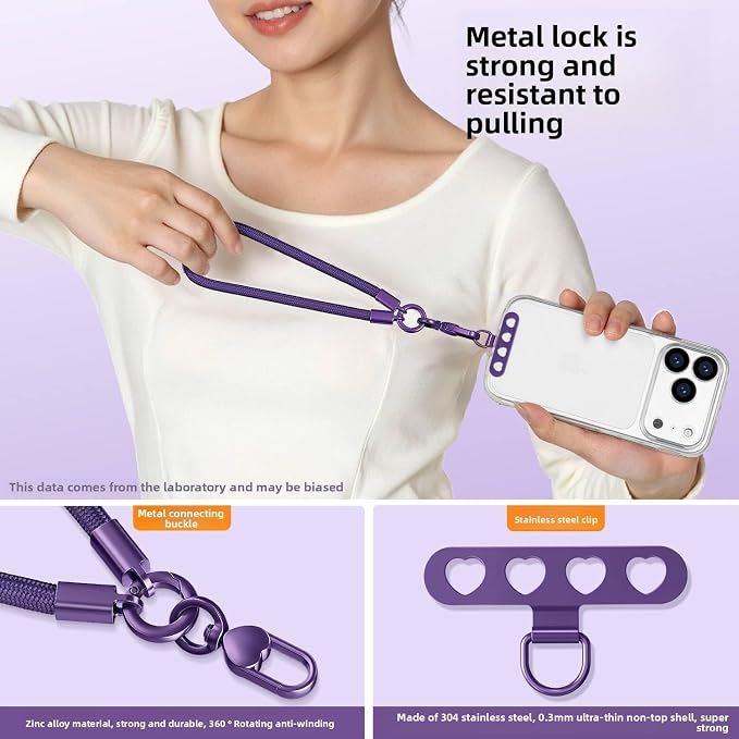 Phone Wrist Strap Lanyard Hand Wristlet with 360° Rotating Clip Stainless Steel Tether Buckle Finger Grip Strong Durable Anti-Tangle Universal for iPhone Camera Keychain Travel Stylish Pink - Image 5
