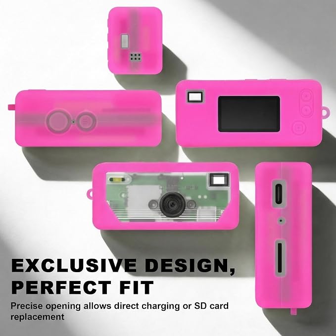 Silicone Case for Kodak CHARMERA Millennium Keychain Mini Digicam Blind Box | Soft Keychain Camera Sleeve, Precise Cutouts, Case-On Charging & SD Card Access, For Collectors & Daily Carry, Magenta - Image 3