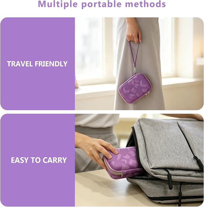 Carrying Case Compatible with Instax Mini EVO Instant Camera, INSTAX MINI EVO Camera Storage Holder Travel Bag with Mesh Pocket for Photos, USB Cables, Film, Purple - Image 6