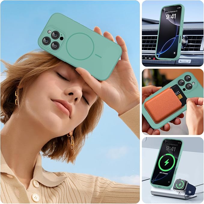 miracase Magnetic for iPhone 16 Pro Max Case, [Soft Anti-Scratch Microfiber Lining], Compatible with MagSafe, Liquid Silicone Case Shockproof Drop Protection Phone Case for 16 ProMax,Midnight Green | Compatible with MagSafe, Soft Microfiber Lining, Pre... - Image 5