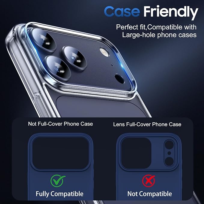 UniqueMe for 3 Pack iPhone 17 Pro Camera Lens Protector - All Blue | Drop Protection, Case Friendly, 9H Tempered Glass, Camera Cover Screen, Update New Version - Image 6
