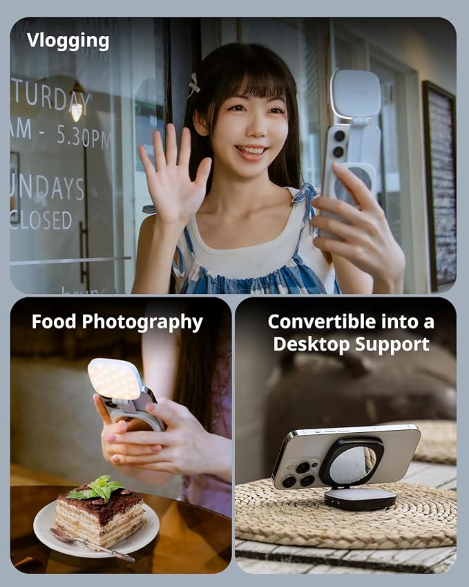 SmallRig Magnetic Selfie Light for iPhone, Phone Light with a Mirror | Instant Attachment for MagSafe, for Selfies, Video Conference, Vibe P48 White - Image 8