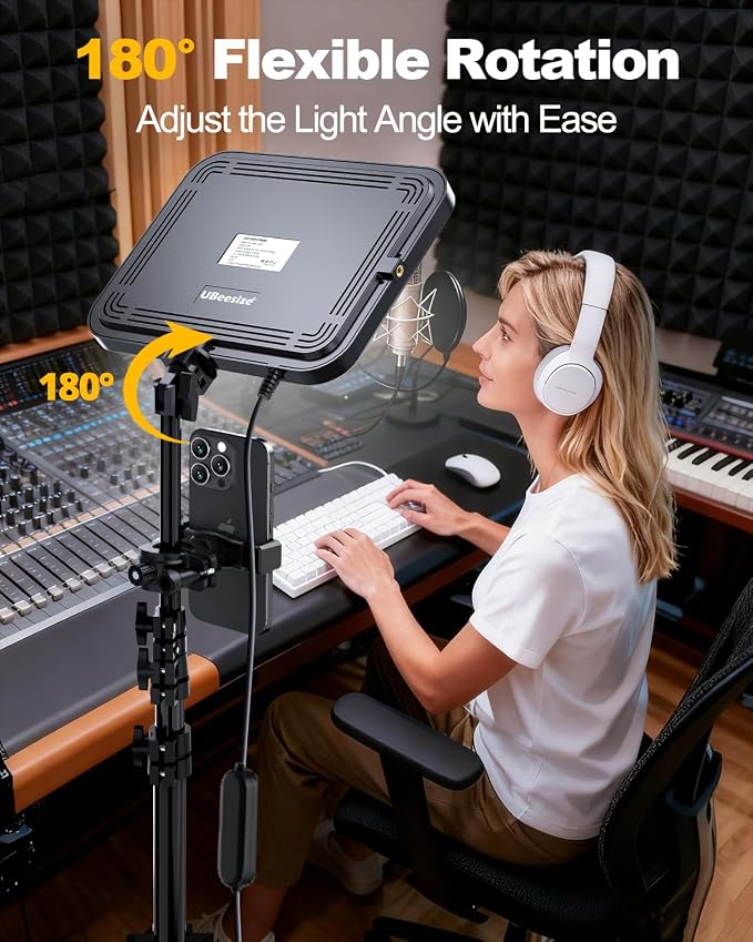 UBeesize 2-Pack LED Video Light Kit with Tripod Stand & Phone Holder | Ultra-Bright 3000-Lumen Dimmable Studio Lights for Live Streaming, Video Recording, Makeup, Gaming, YouTube and Photography - Image 4