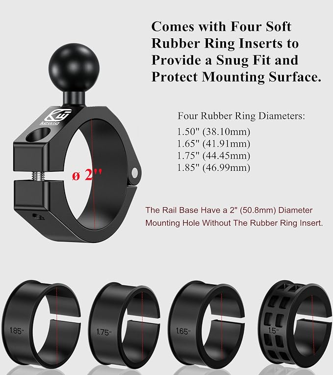 BRCOVAN Aluminum Alloy Large Bar Clamp Mount Base with 1'' TPU Ball (Pack of 2) - Image 4