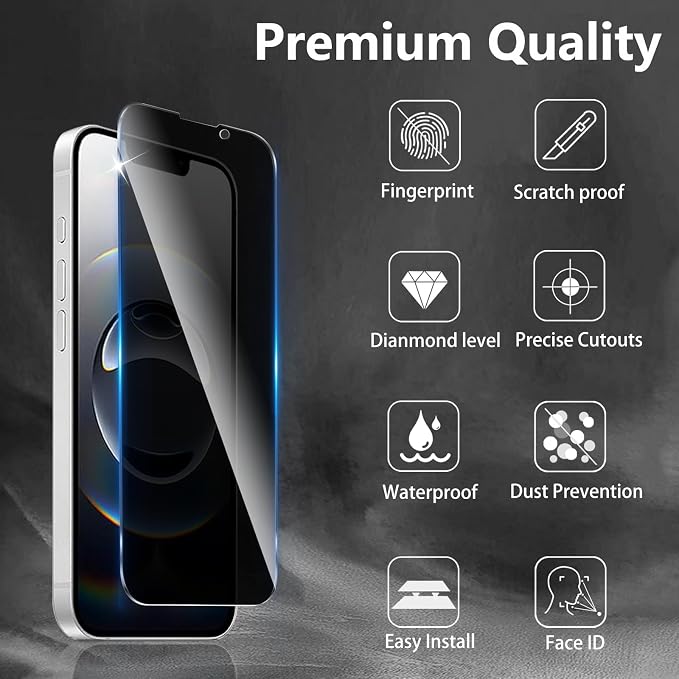 3+3 Pack Privacy Screen Protector Designed for iPhone 16e / 17e With 3 Pack Camera Lens Protector,Full Coverage Anti-Spy Tempered Glass Film,9H Hardness,Bubble Free,Easy to Install - Image 3