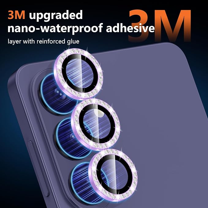 for Samsung Galaxy S26 Plus Camera Lens Protector, Individual Metal Ring Tempered Glass Lens Cover, [Strong Adsorption] Scratch Resistant Ultra-Thin HD Clear Lens Cover, 1 Set-Purple Diamond - Image 4