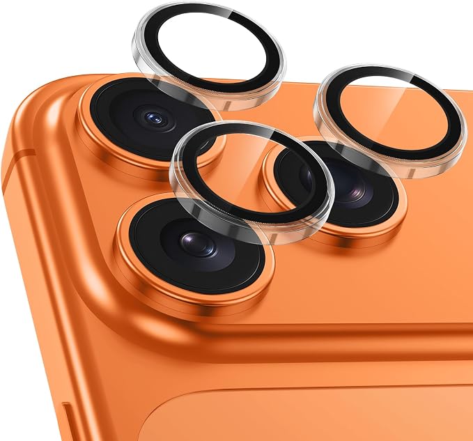 Meshine for iPhone 17 Pro/17 Pro Max Camera Lens Protector,Scratch Proof,Strong Adsorption,9H Hardness with Metal Ring Camera Cover,Ultra Thin Case Friendly, Accessories Lens Protector,Clear by Meshine