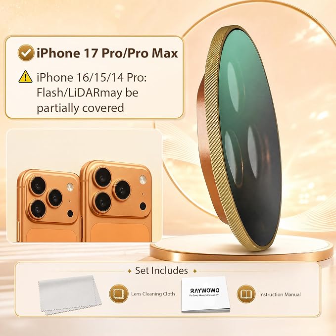 VND2-32 Lens Filter for iPhone 17 Pro, Blue | Variable ND filter controls exposure from ND2 to ND32 for outdoor video; quick-install design for iPhone photos and filming. - Image 6
