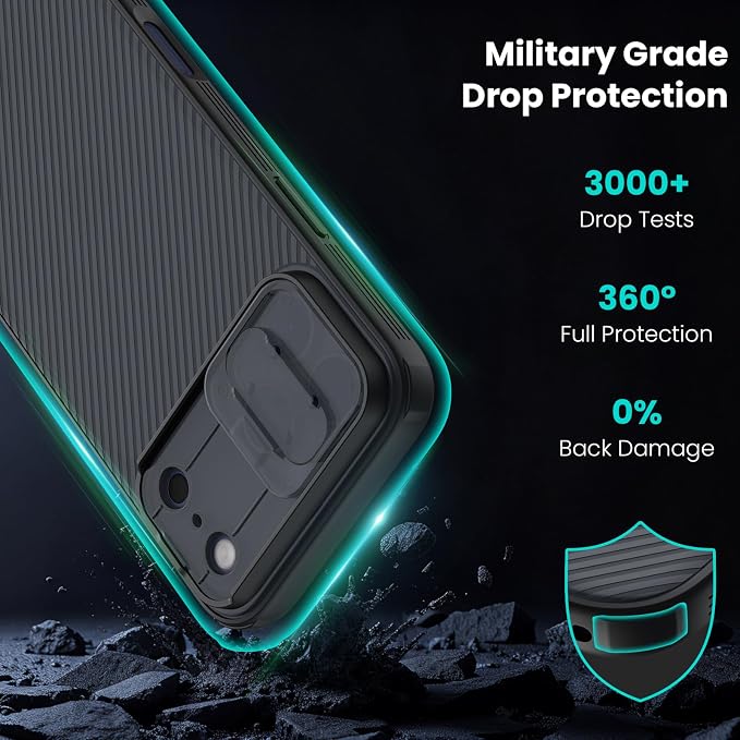 Nillkin for iPhone 17 Pro Case with Slide Camera Cover & Thin Slim Fit | Shockproof Protective | Protector Privacy | Phone Case Camera Lens Protector, Transparent Black - Image 3