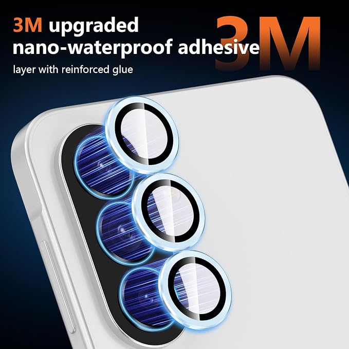 for Samsung Galaxy A37/A57 Camera Lens Protector, Individual Metal Ring Tempered Glass Lens Cover, [Strong Adsorption] Scratch Resistant Ultra-Thin HD Clear Lens Cover, 1 Set-Blue - Image 4