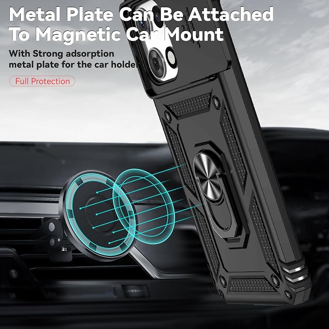 for Motorola Moto G 2025 / Moto G 2026 / Moto G Play 2026 Case, with Slide Camera Cover HD Screen Protector [Military Grade 16ft. Drop Tested] Ring Holder Kickstand Protective Phone Case, Black - Image 3