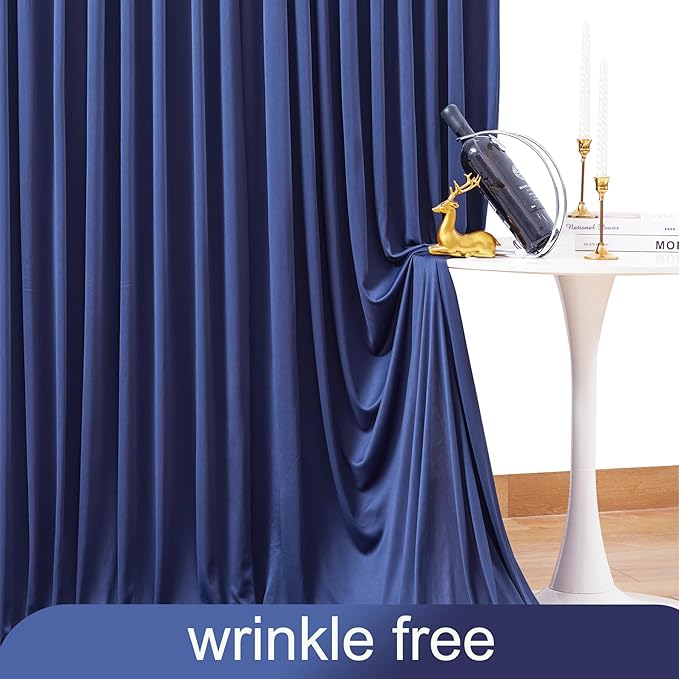 8 Panels Navy Blue Backdrop Curtain for Parties Wrinkle Free Photo Curtains Backdrop Drapes Fabric Decoration for Wedding Birthday Party Baby Shower 40ft(W) x 10ft(H) - Image 6
