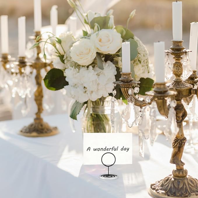 30Pcs Table Number Holders with Base, Place Card Holders, Wire Picture Holders, Small Table Card Holders, Photo Holders for Centerpieces, Wedding Reception, Party, Birthday (Gold) (Black, Normal) - Image 7