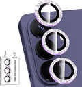 for Samsung Galaxy S26 Camera Lens Protector, Individual Metal Ring Tempered Glass Lens Cover, [Strong Adsorption] Scratch Resistant Ultra-Thin HD Clear Lens Cover, 1 Set-Purple Diamond by Btscase