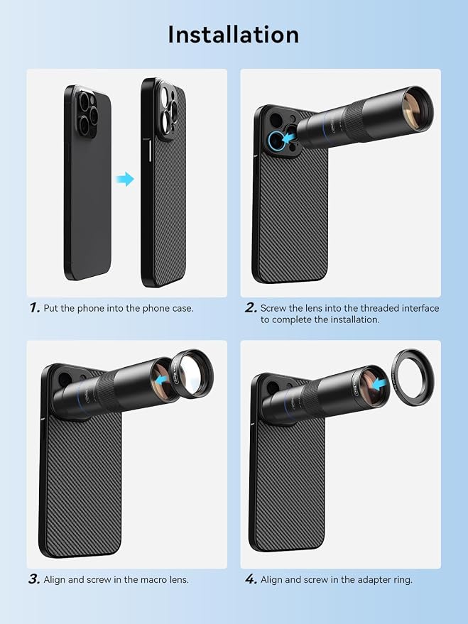 MIAO LAB 10X Telephoto + 200mm Macro Lens for iPhone 15 Pro, 2-in-1 Telephoto & Macro with 17mm Thread Interface & Dedicated Case – Perfect for Concerts, Travel, and Outdoor Exploration - Image 8