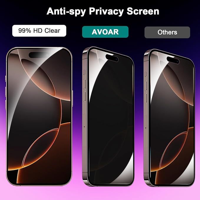 2 Pack Privacy Screen Protector for iPhone 16 Plus 6.7 Inch | Tempered Glass Film, Full Screen, Anti-Spy, Bubble Free, Case Friendly - Image 2