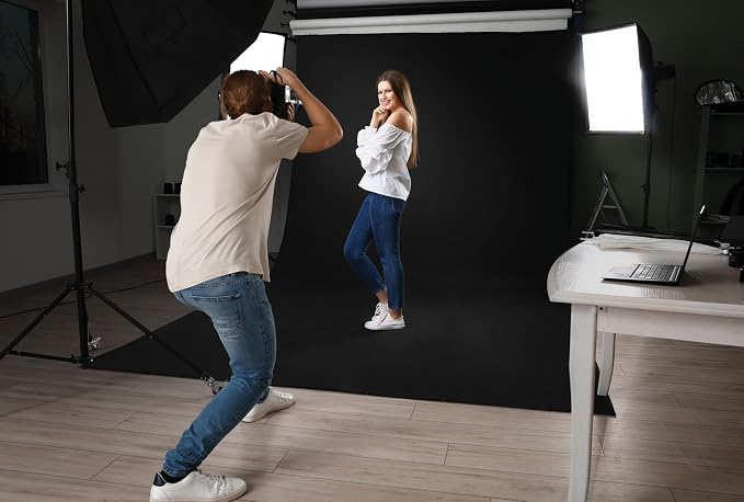 Denny Mfg Seamless Paper Backdrop for Photoshoot, Black, 53 in x 36 ft | Photography Backdrop, Matte Finish for Portraits, Product Photos and Video Shoots, with Free Roll Gaffer Tape (2 in x 13 ft) - Image 10
