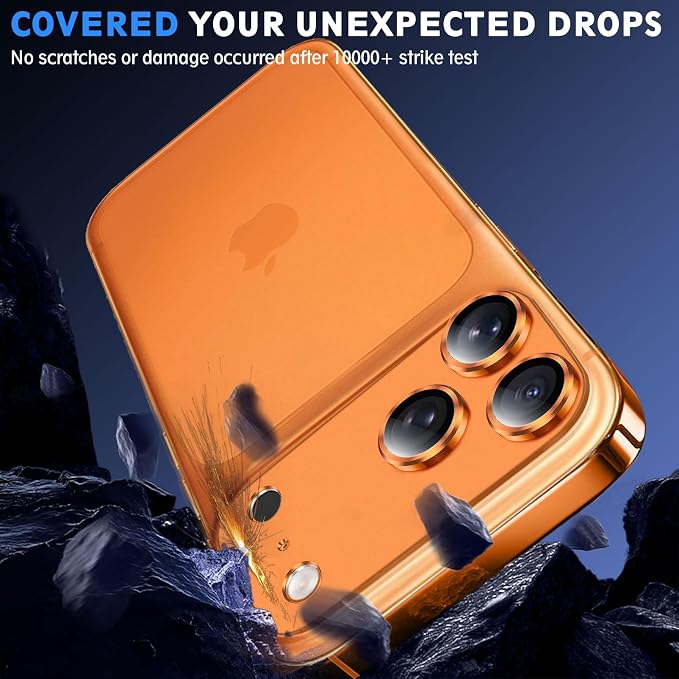 SiHPuoy Camera Lens Protector for iPhone 17 Pro Max, Tempered Glass,Orange | 2pcs, 9H+ Hardness, Military Grade Shatterproof, Anti-Scratch, Case Friendly, Metal Camera Cover, Does not Affect Night Shots - Image 7