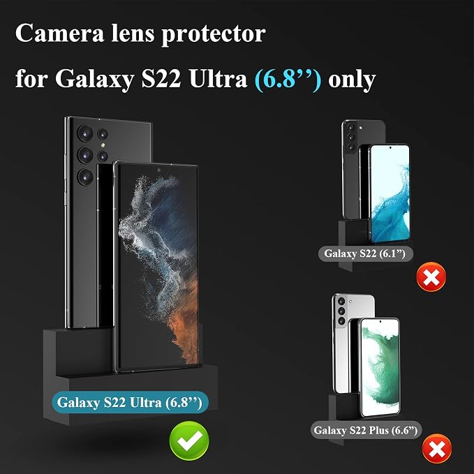 [3+2PCS] YWXYW for Samsung Galaxy S22 Ultra Camera Lens Protector, Aluminum Alloy Tempered Glass, [Installation Frame] with Camera Screen Protector for S22 Ultra 5G (Multi-Coloured) - Image 2