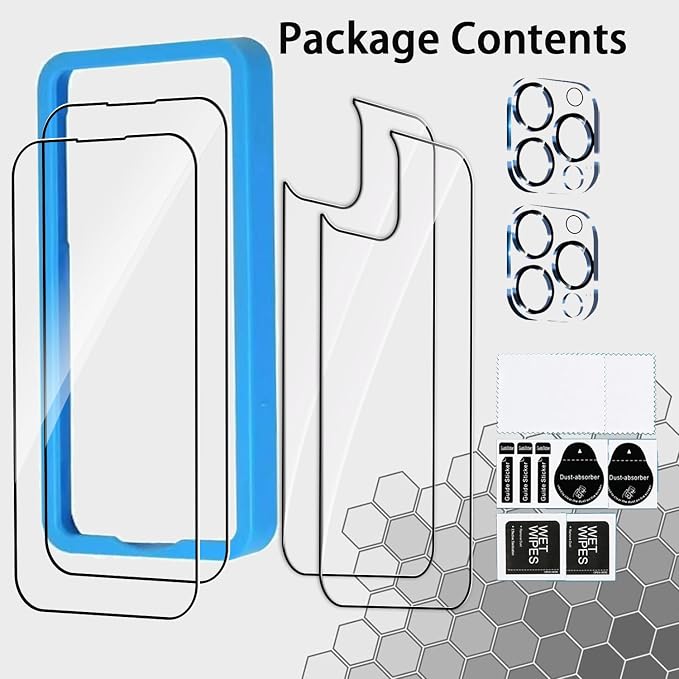 Front and Back Protector for iPhone 16 Pro Max + Camera Lens Protector | (2+2+2) 9H Hardness, Easy to Install with Alignment Tool,Case Friendly - Image 6