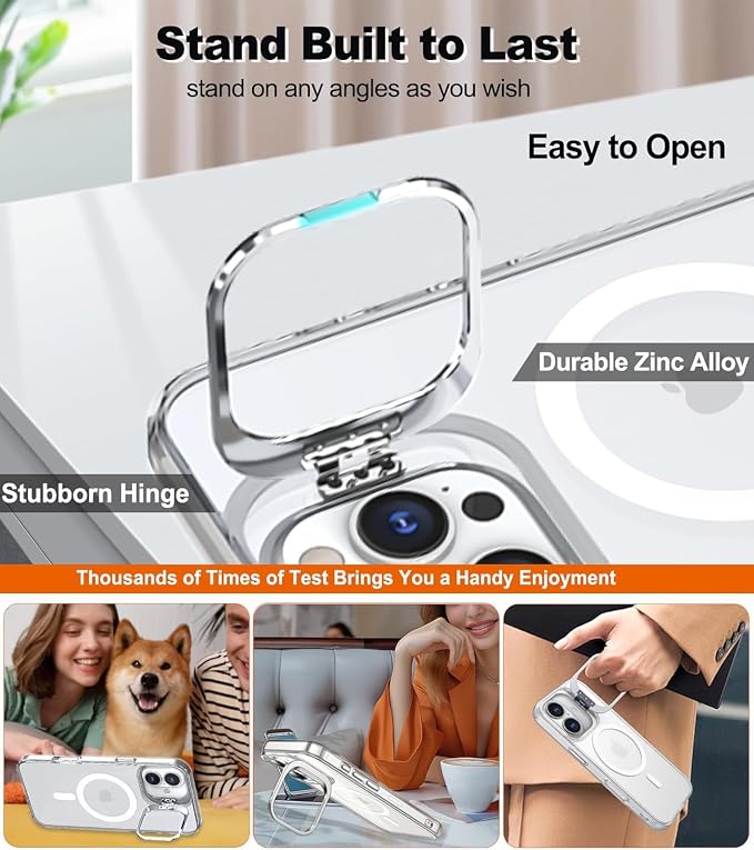for iPhone 17 Pro Max Case Clear,Magnetic iPhone 17 Max Case with Screen Protector [Compatible with MagSafe], Shockproof TPU Cover for iPhone 17 ProMax Phone Case Built-in Stash Stand - Image 3