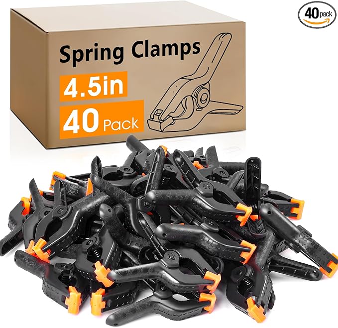 40 Pack 4.5 inch Plastic Spring Clamps, Backdrop Clips | Black Heavy Duty Clips, Woodworking Clamps, Plastic Clamps for Crafts, Backdrop Stand, Woodworking, Photography by Unknown