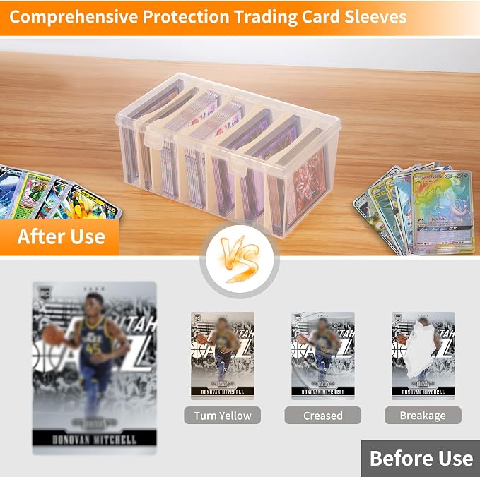 Trading Card Storage Box with 6 Dividers,Toploads Storage Box Plastic Baseball Card Storage Box for 500+ Sports Cards 100+ Top Loads for MTG Magic TCG Yugioh Playing Card Case Holder (1 Pack) - Image 3