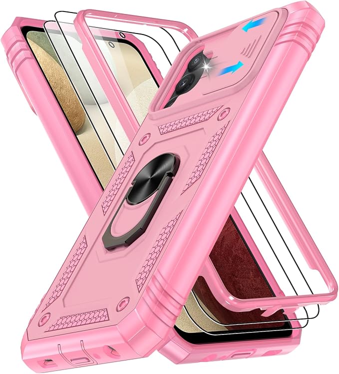 Gritup for Galaxy A32 5G Case Military-Grade Shockproof with Kickstand Pink | with 2 PCS Screen Protector, Slide Camera Cover, Heavy Duty Outdoor Protection Full Body Funda para Galaxy A 32 Cover-Pink by Gritup